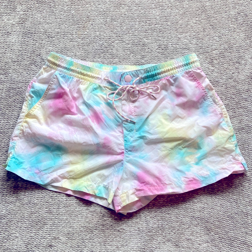 American Eagle Tie Dye Athletic Shorts Pastel Nylon Womens Large